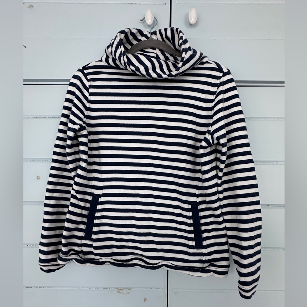 Vineyard Vines Cowl Neck Sweatshirt, Size Small, White/Navy Stripes, 100% Cotton